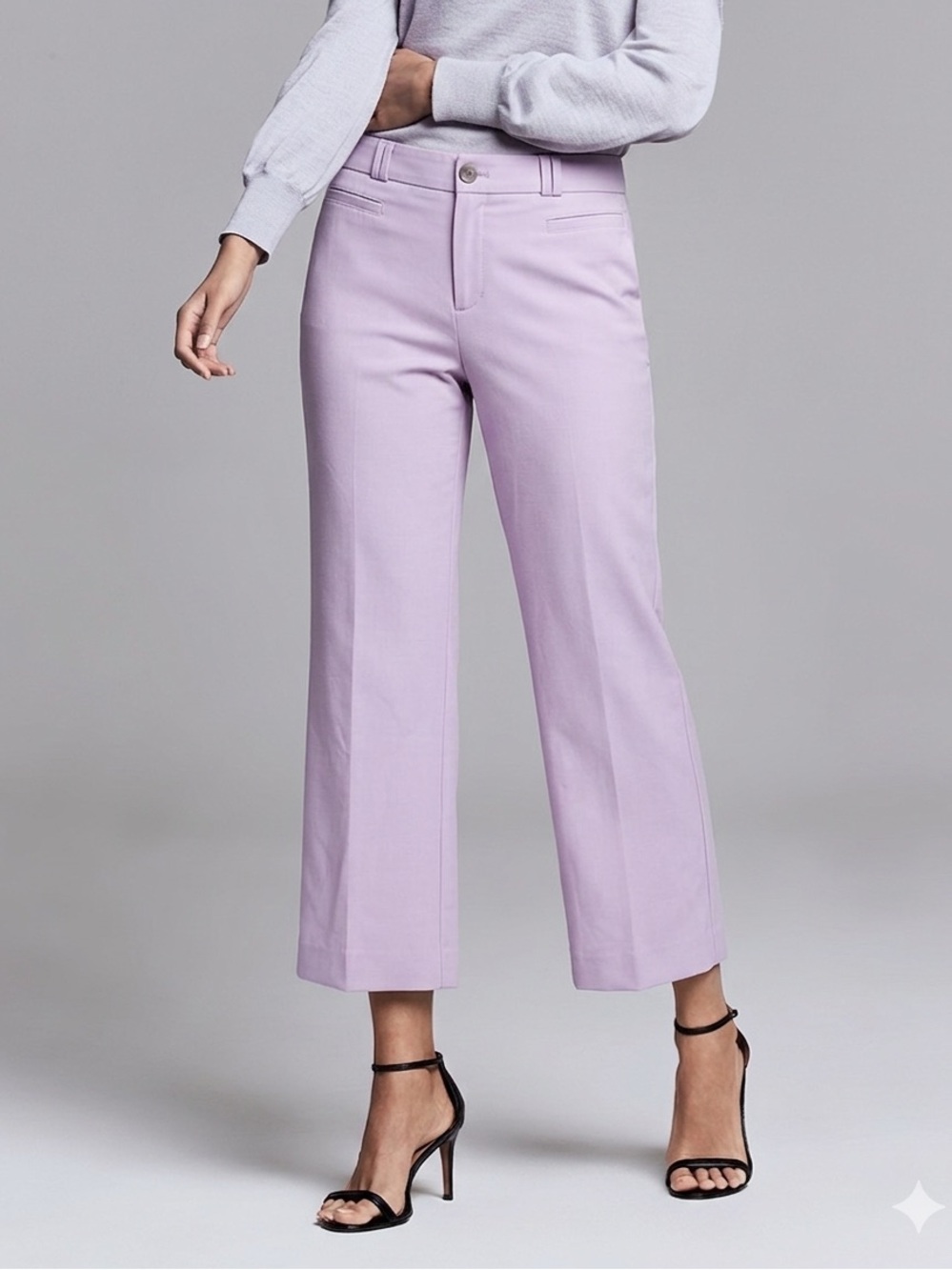 Banana Republic Cropped Wide-Leg Lined Trousers in Lavender